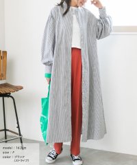 ad thie/アドティエ ad thie バルーンスリーブバンドカラーシャツワンピース 無地ストライプ 秋服 秋 冬服 冬/505938024