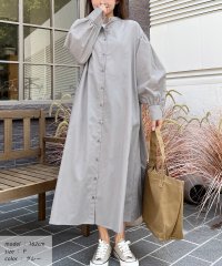 ad thie/アドティエ ad thie バルーンスリーブバンドカラーシャツワンピース 無地ストライプ 秋服 秋 冬服 冬/505938024