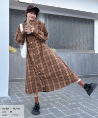 ad thie/選べる2柄・ネルチェック フレアシャツワンピース 秋服 秋 冬服 冬/505938050