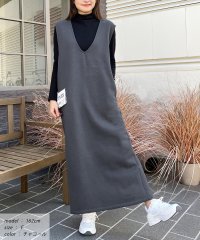 ad thie/ 裏起毛 バックスリット Vネックジャンバースカート 秋服 秋 冬服 冬/505938052