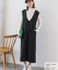 ad thie/ 裏起毛 バックスリット Vネックジャンバースカート 秋服 秋 冬服 冬/505938052