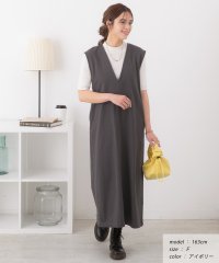 ad thie/アドティエ ad thie ロングレングス 裏毛 Vネックジャンパースカート 春 春服 冬 冬服/505938100