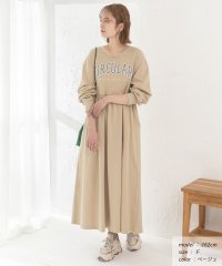 ad thie/カレッジロゴ 裏毛ギャザー切替ワンピース 春 春服 冬 冬服/505938101