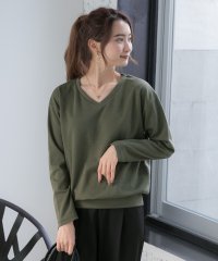 ad thie/VネックシンプルプルオーバーカットソーロングTシャツ/505938160