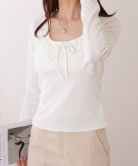 Lace Ladies/レースレディース Lace Ladies Uネック ドロストリボン付き リブ ニット トップス/505966016