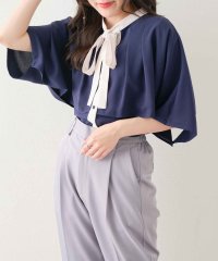 OLIVE des OLIVE/【WEB限定】配色ケープボウタイブラウス レディース トップス オフィス 春/505967468