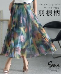 Sawa a la mode/レディース 大人 上品 軽やかに舞うように美しい羽根柄シフォンスカート/505967594