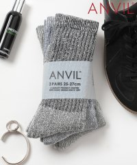 ANVIL/【ANVIL】「消臭加工」パイル 3足セット 3パック クルー ソックス 靴下  /3P Crew Socks/ANS050 アンビル アンヴィル/504600523