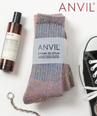 ANVIL/【ANVIL】「消臭加工」パイル 3足セット 3パック クルー ソックス 靴下  /3P Crew Socks/ANS050 アンビル アンヴィル/504600523