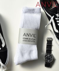 ANVIL/【ANVIL】「消臭加工」パイル 3足セット 3パック クルー ソックス 靴下  /3P Crew Socks/ANS050 アンビル アンヴィル/504600523