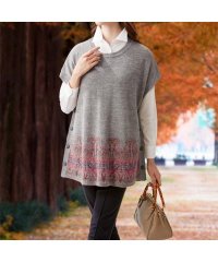 I･E･I  SELECTION/ベビーアルパカアンデスのぬくもり＜華やぎのアラベスク＞ 五泉ニットの絣糸編みあったかチュニックベスト/505891915