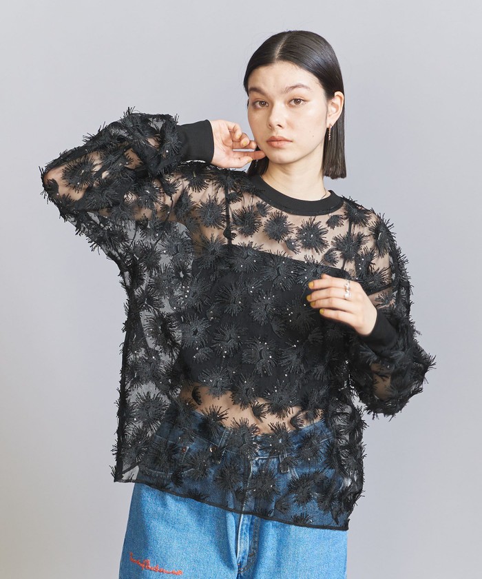 provoke>チュールフラワー トップス/BLACK(505930764 provoke>チュールフラワー トップス/BLACK(505930764