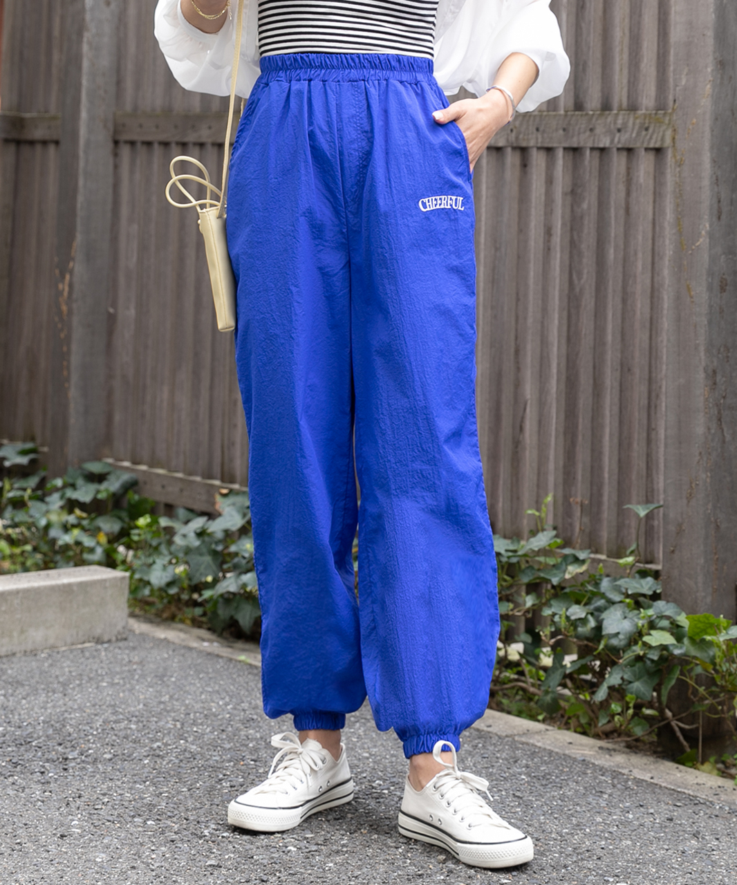 アドティエ ad thie ナイロンパンツ シャカパン 刺繍 ロゴ ゴム