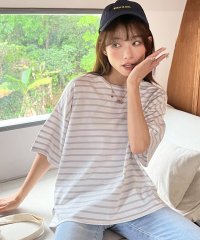 ad thie/ボーダーショート丈Tシャツ　春 春服/505937987