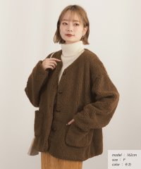 ad thie/アドティエ ad thie ノーカラーポケ付きボアジャケット 秋服 秋 冬服 冬/505938068