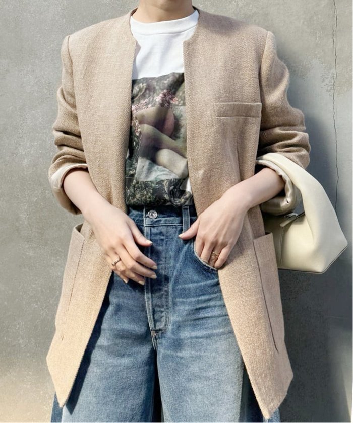 新品未使用】plage ノーカラー half sleeve ジャケット36半袖