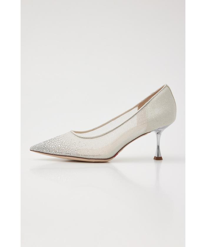 JIMMY CHOO メッシュ×グリッター　ハイヒール　シルバー　35 JIMMY CHOO メッシュ×グリッターハイヒールシルバー35