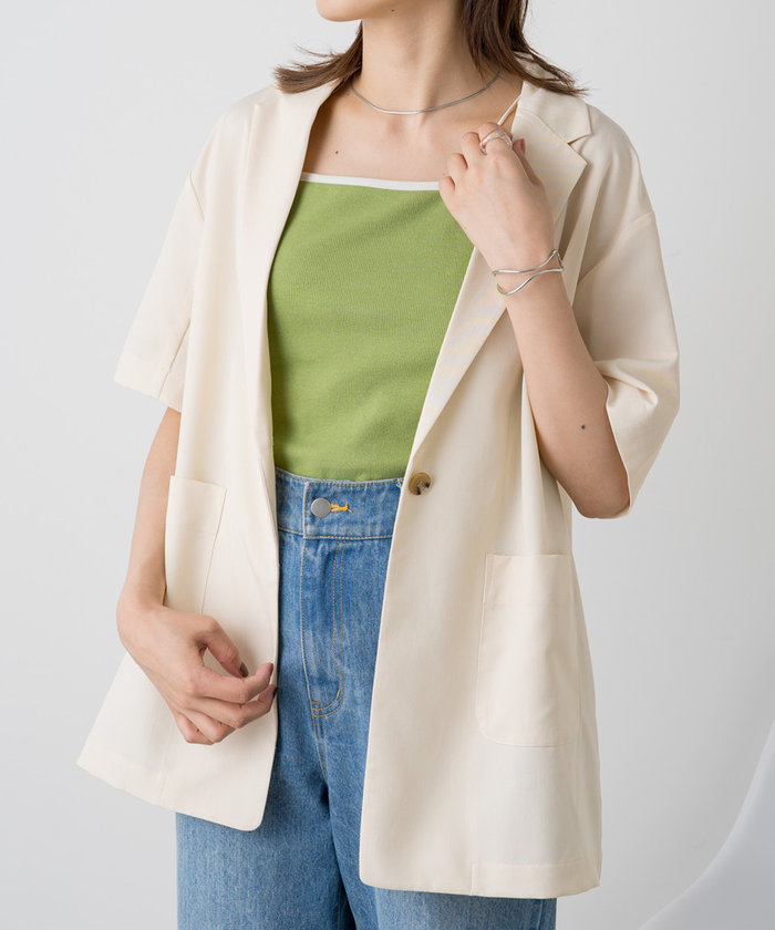 namacheko 19ss 半袖テーラードジャケット 黒色