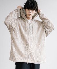 Rocky Monroe/パーカー メッシュニット 透かし編み メンズ レディース 長袖 メッシュ編み オーバーサイズ ダブルジップ ゆったり リラックス レイヤード 重ね着 清涼感 涼/505969535