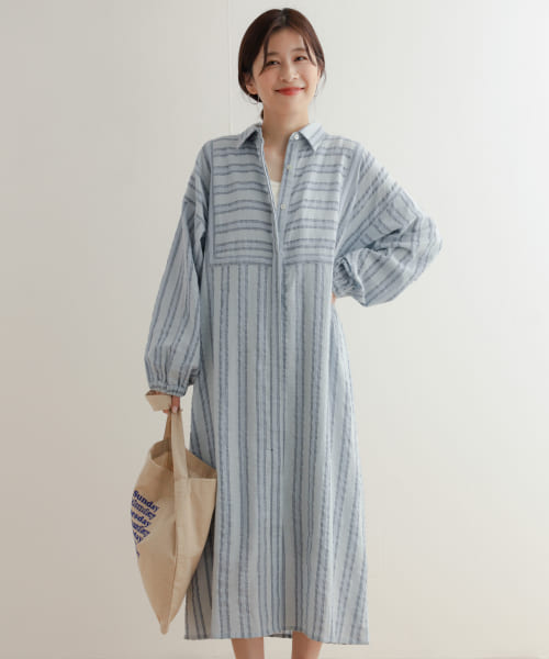 セール 50%OFF】カラミストライプシャツワンピース(505970738