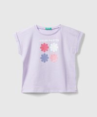 BENETTON (UNITED COLORS OF BENETTON GIRLS)/キッズフロントグリッタープリント半袖Tシャツ・カットソーG/505915300