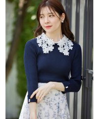 tocco closet luxe/トッコ クローゼット リュクス tocco closet luxe 2WAYレース襟付き袖口パール装飾リブニットプルオーバー※有村実樹さん着用/505947966