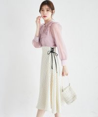 tocco closet/トッコクローゼット tocco closet ドット柄サイドレースアップフレアスカート/505953572