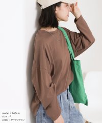 ad thie/チュニックロングTシャツ ラウンドスリット 長袖 クルーネック 重ね着 オーバーサイズ チュニック トップス ルームウエア レディース/505910713