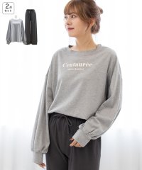 ad thie/アドティエ ad thie ロゴ入り長袖ルームウェア 柄 春 夏 レディース 長袖 セットアップ カジュアル 部屋着 上下セット ロゴ ルームウェア パンツ ラ/505910734