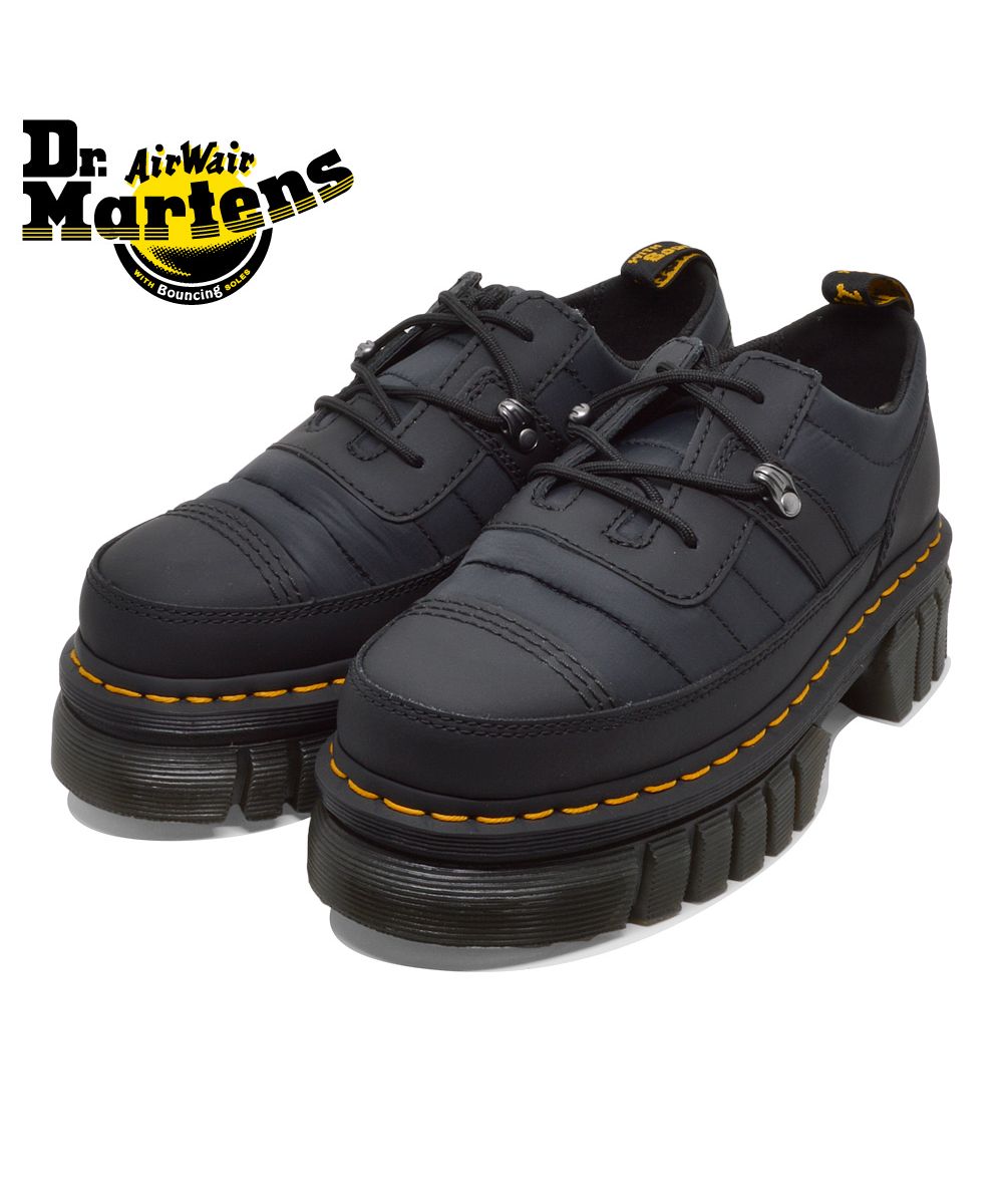 Dr. Martens ブラック 厚底ローファー　3ホール Dr Martens☆1461 QUAD PATENT☆パテントレザー☆3ホール☆厚底