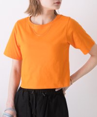 ad thie/シンプル無地 ボーダー ショート丈ミニTシャツ/505938003