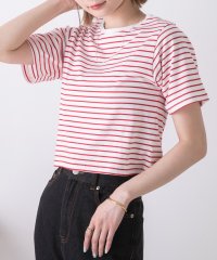 ad thie/シンプル無地 ボーダー ショート丈ミニTシャツ/505938003