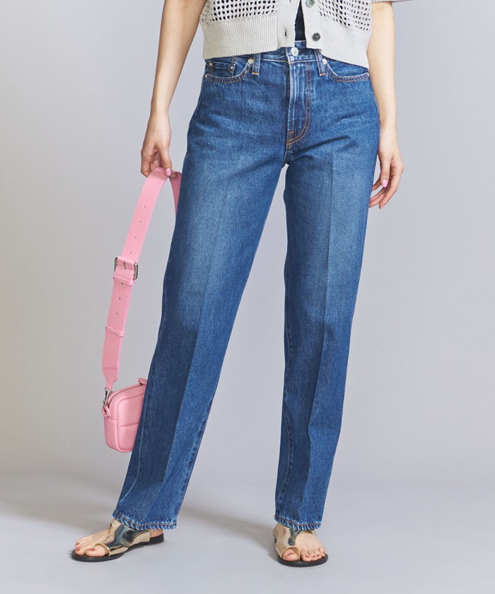 美品　BEAUTY&YOUTH ベージュ　ハイウエスト　デニム　S 美品BEAUTY&YOUTH ベージュハイウエストデニムS