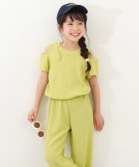 devirock/【セットアップ】肩開きトップス＆ワイドパンツ 子供服 キッズ 女の子 セットアップ オールインワン /505969531