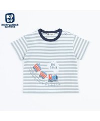 KP BOY/KPBOY(ケーピーボーイ)汽車プリントアップリケのボーダーTシャツ(80～90)/505920625