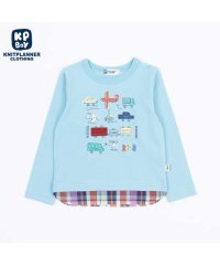 KP BOY/KPBOY(ケーピーボーイ)マドラスチェック裾切り替え乗り物長袖Tシャツ(100～130)/505920667