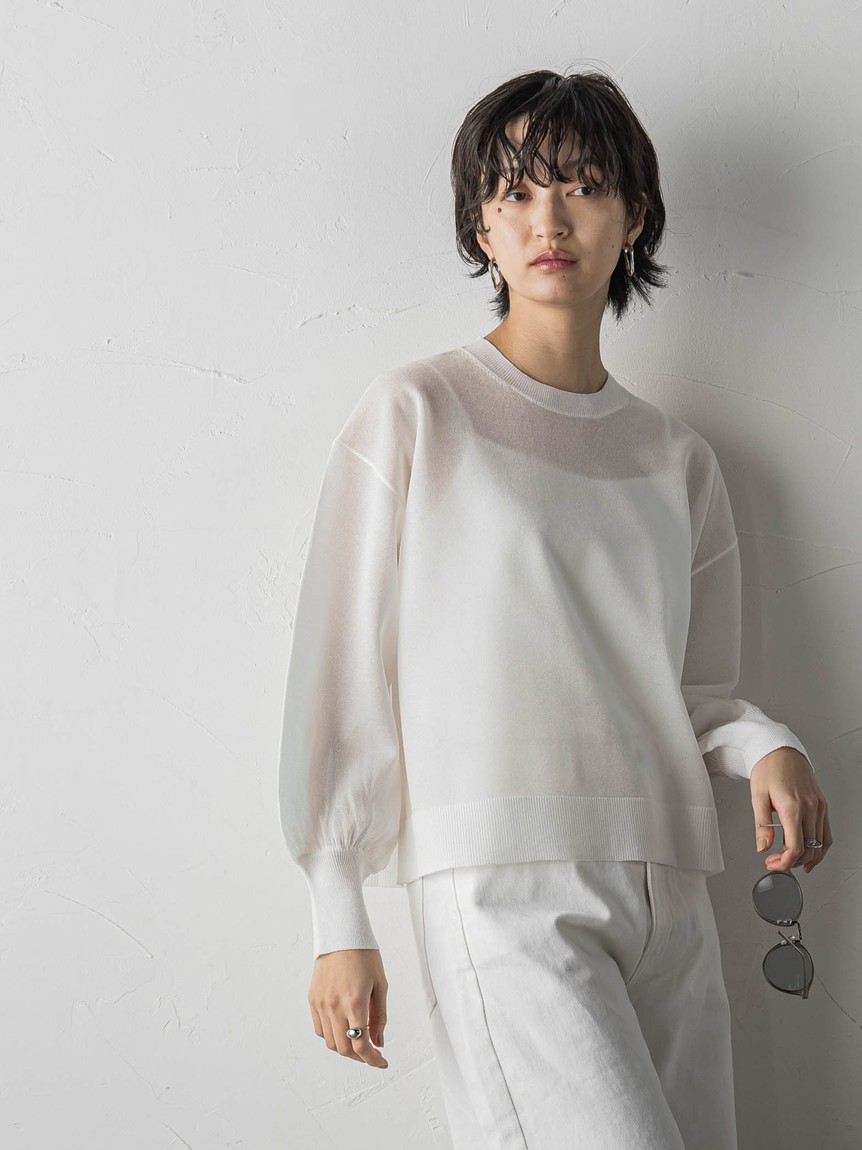 BACK釦アシンメトリーニットプルオーバー≪手洗い可能