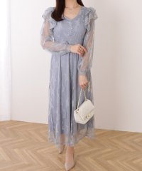 Lace Ladies/フリル付き フラワー チュール Vネック ワンピース/505972534