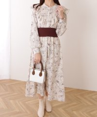 Lace Ladies/レースレディース Lace Ladies 配色 リブ フリルライン ボタニカル柄 ワンピース/505972539
