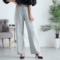 Sawa a la mode/サワアラモード Sawa a la mode 艶めくパールのハイウエストデニムパンツ/505972786