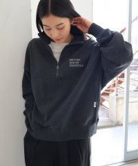 ANME/ハーフジップ ロゴ刺繍入り 裏毛 スウェット トップス/505975034