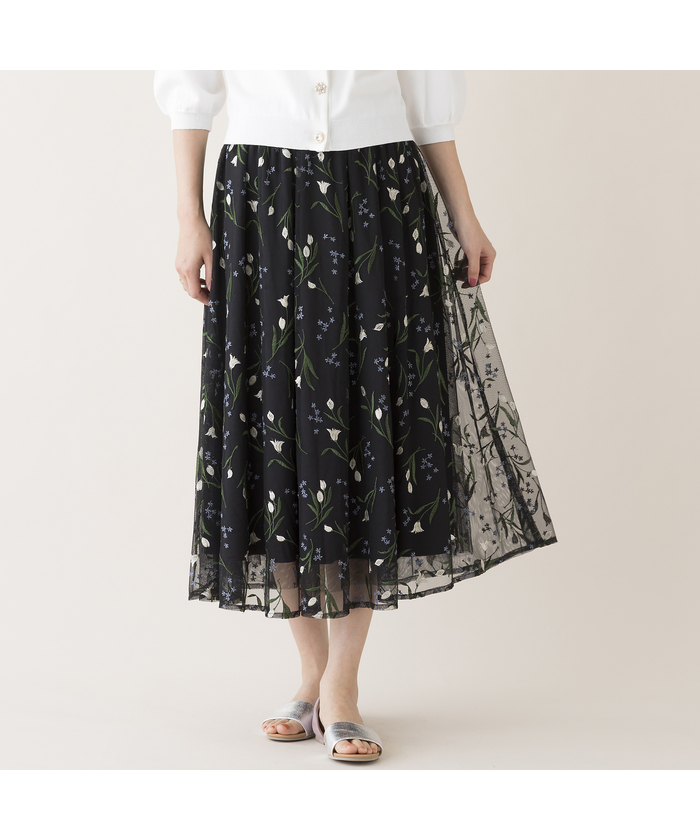 セール 50%OFF】チューリップ刺繍フレアスカート(505975409