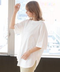 ad thie/裾 ラウンド Tシャツ 半袖 スリット 無地 コットン 100 綿 ゆったり ロング チュニック ロンT/505976002