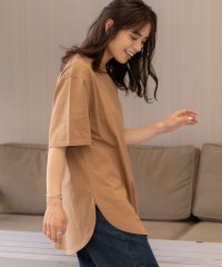 ad thie/裾 ラウンド Tシャツ 半袖 スリット 無地 コットン 100 綿 ゆったり ロング チュニック ロンT/505976002