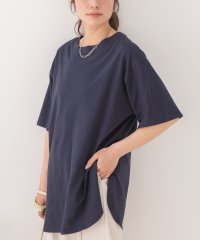 ad thie/アドティエ ad thie 裾 ラウンド Tシャツ 半袖 スリット 無地 コットン 100 綿 ゆったり ロング チュニック ロンT/505976002
