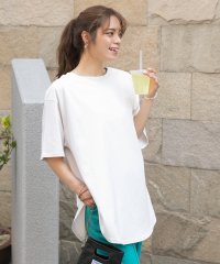 ad thie/裾 ラウンド Tシャツ 半袖 スリット 無地 コットン 100 綿 ゆったり ロング チュニック ロンT/505976002