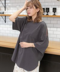 ad thie/肩出し ラウンドヘム ビックシルエット Tシャツ トップス 裾ラウンド 肩だし 肩あき 肩開き 無地 スリット ビック ポケット ゆったり 半袖 春夏/505910772