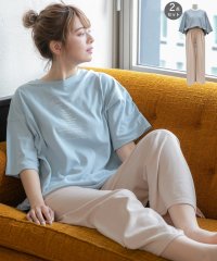 ad thie/アドティエ ad thie カリグラフィ ロゴ プリント Tシャツ ＆ リボン付き ワイドパンツ 2枚 セット ルームウエア 半袖 長ズボン 春 夏/505910783