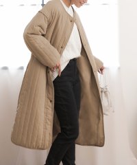 ad thie/アドティエ ad thie ロングコート キルティング 中綿 パイピング スリット ポケット ピーチスキン レディース 秋冬/505937925