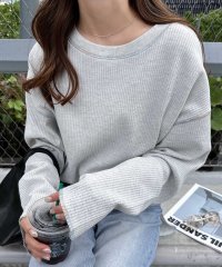 ANME/ワッフル 配色ステッチ 指穴 長袖 Tシャツ/505977441